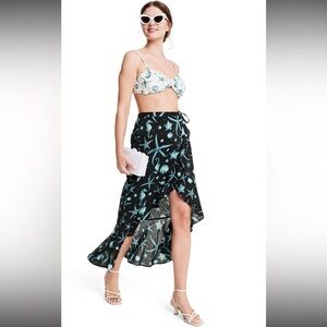 Agua Bendita Black and Blue Starfish Wrap Skirt